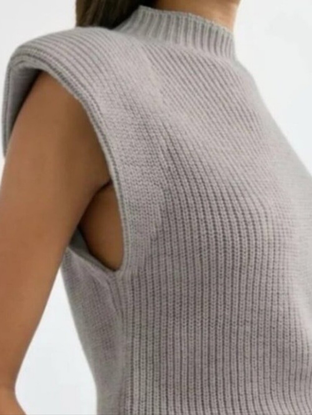 Babaton Hazlitt Cream Knit Sleeveless Mock Neck Sweater - Picture 2 of 10
